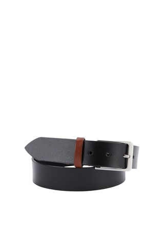 Ceinture en cuir pleine fleur - Noir