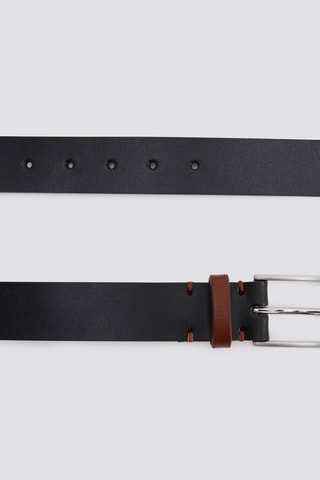 Ceinture en cuir pleine fleur - Noir