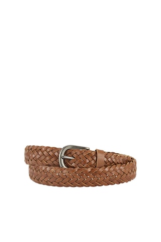 Ceinture tressée en cuir de buffle - Marron