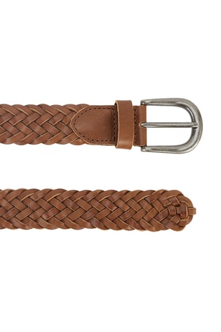 Ceinture tressée en cuir de buffle - Marron