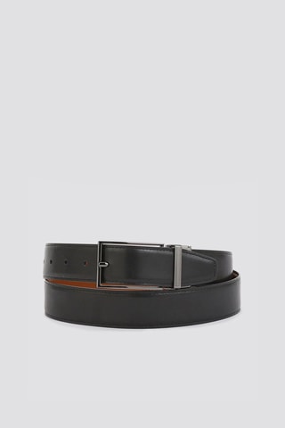 Ceinture réversible en croûte de cuir - Camel