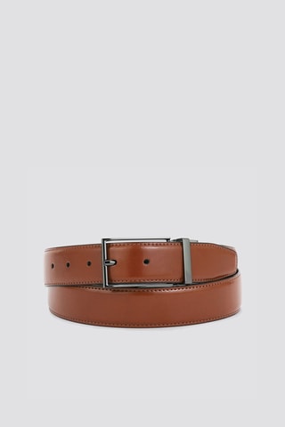 Ceinture réversible en croûte de cuir - Camel