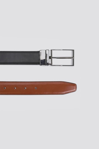 Ceinture réversible en croûte de cuir - Camel
