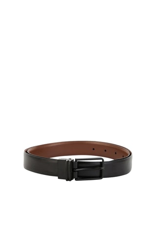 Ceinture réversible en croûte de cuir Marron et noir