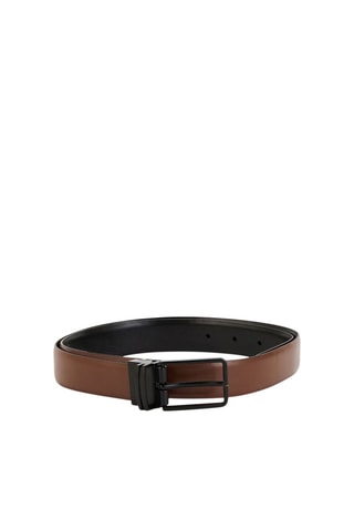 Ceinture réversible en croûte de cuir Marron et noir