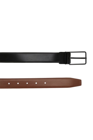 Ceinture réversible en croûte de cuir Marron et noir