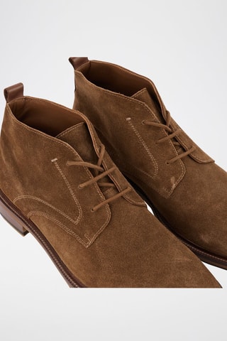 Boots en cuir et nubuck - Marron