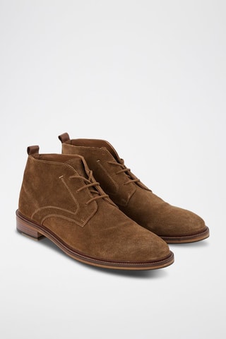 Boots en cuir et nubuck - Marron
