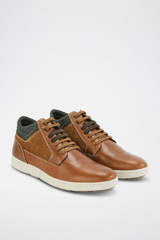 Baskets montantes en cuir - Camel