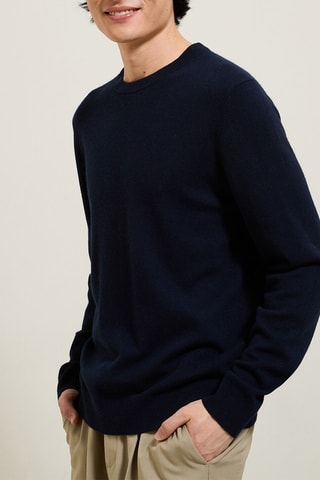 Pull en mérinos et cachemire - Bleu marine
