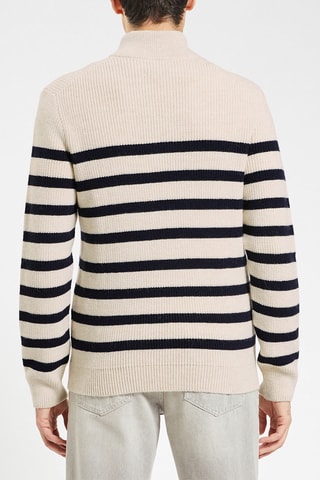 Pull - Ecru et bleu marine