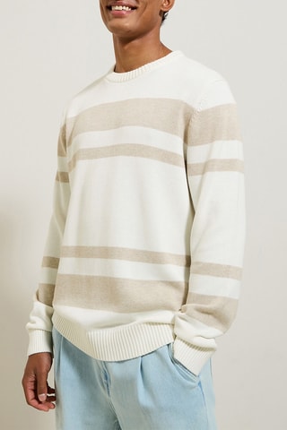 Pull - Beige chiné et blanc