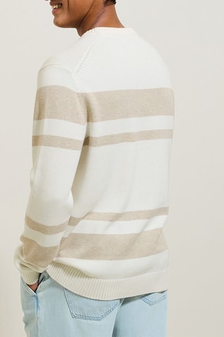 Pull - Beige chiné et blanc