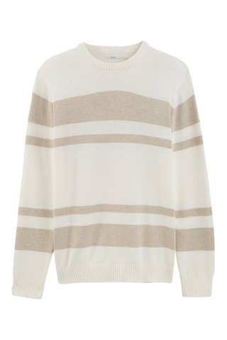 Pull - Beige chiné et blanc