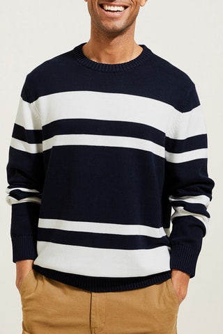 Pull - Bleu marine et blanc