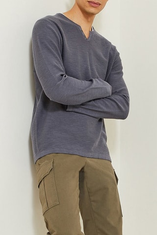 Pull en coton biologique - Bleu-gris