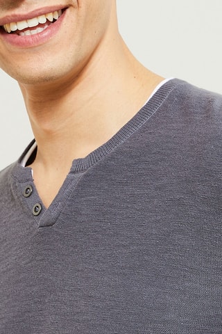 Pull en coton biologique - Bleu-gris