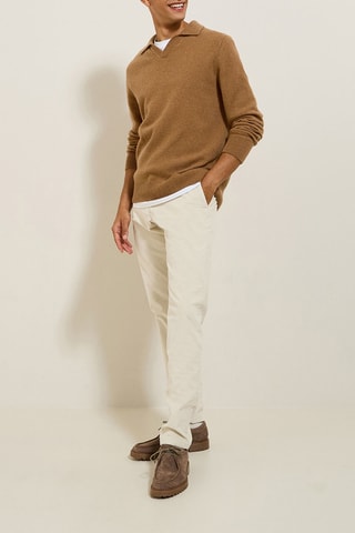 Pantalon slim en velours - Ecru