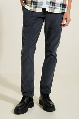 Pantalon slim en velours - Bleu nuit