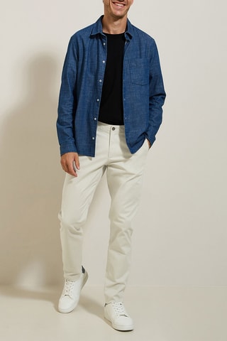 Chino slim en coton biologique - Ecru - Longueur 34