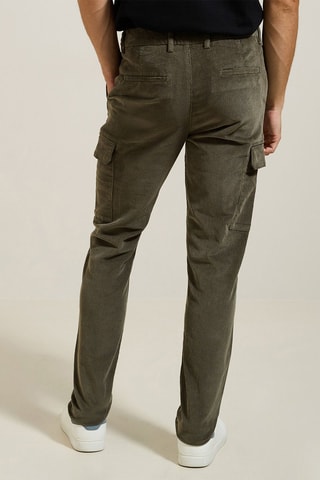 Pantalon cargo slim en velours - Kaki