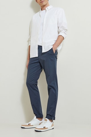 Chino slim en coton biologique - Bleu marine - Longueur 34