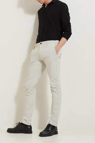 Chino slim en coton biologique - Ecru - Longueur 34