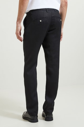 Pantalon droit en lin - Noir