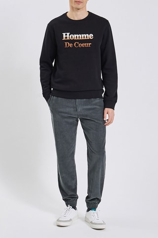 Pantalon droit en velours côtelé - Bleu marine