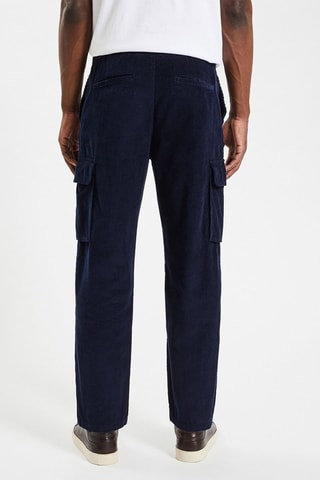 Pantalon droit en velours - Bleu marine