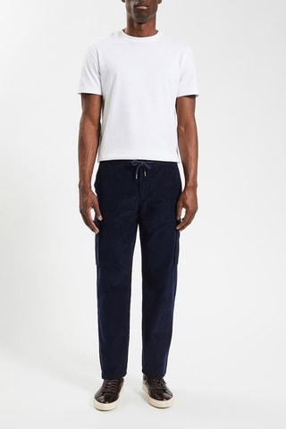 Pantalon droit en velours - Bleu marine