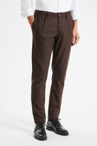 Pantalon slim en laine - Marron