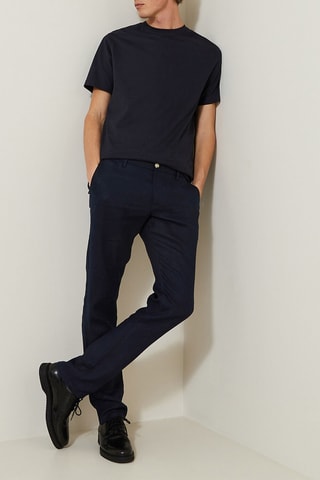 Pantalon droit en lin - Bleu