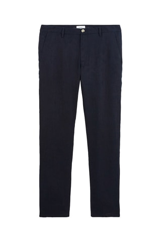 Pantalon droit en lin - Bleu