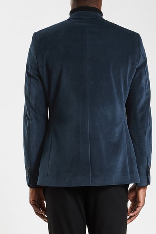 Veste slim en velours - Bleu marine