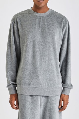 Sweat en velours - Gris clair chiné