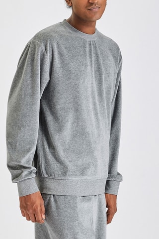 Sweat en velours - Gris clair chiné