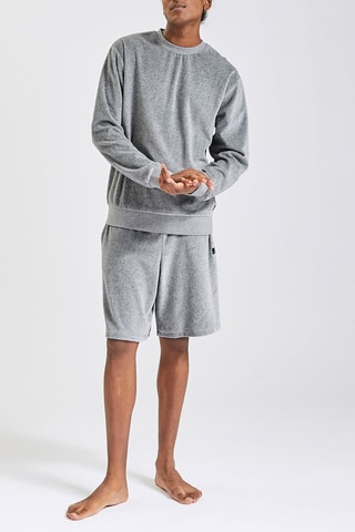 Sweat en velours - Gris clair chiné