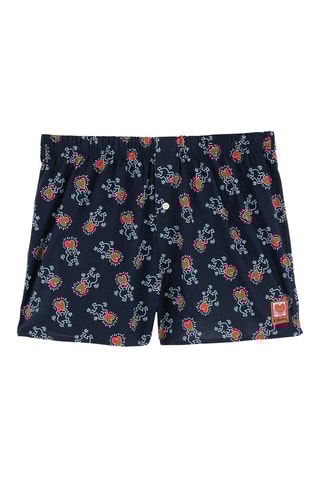 Caleçon en coton biologique Keith Haring - Bleu marine et rouge