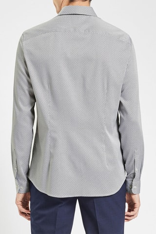 Chemise slim - Ecru et gris clair