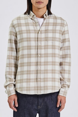 Chemise regular - Blanc et beige