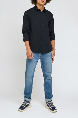 Chemise slim en coton biologique - Noir