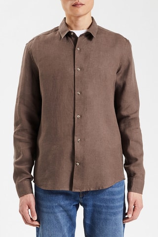 Chemise regular en lin - Marron