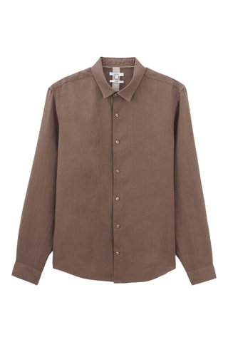 Chemise regular en lin - Marron