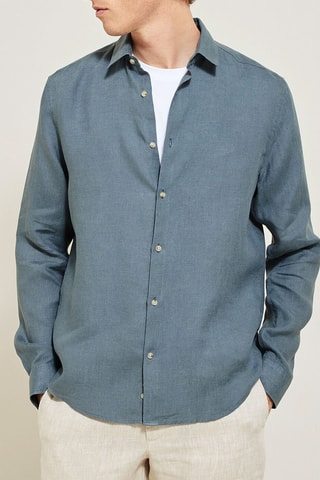 Chemise regular en lin - Bleu
