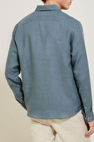 Chemise regular en lin - Bleu