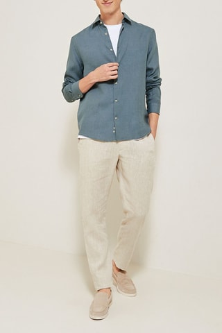 Chemise regular en lin - Bleu