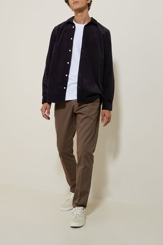 Chemise regular en velours - Bleu marine