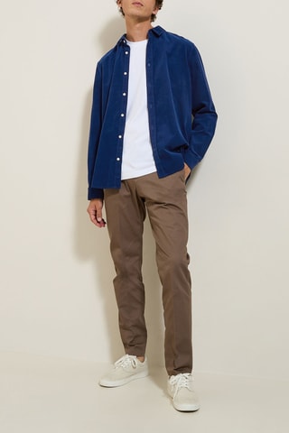 Chemise regular en velours - Bleu roi