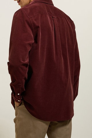 Chemise regular en velours - Bordeaux
